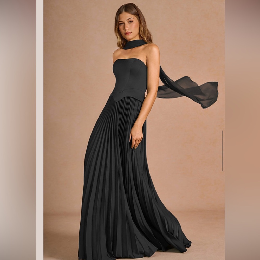 Azazie atelier | rylan pleated dress with scarf